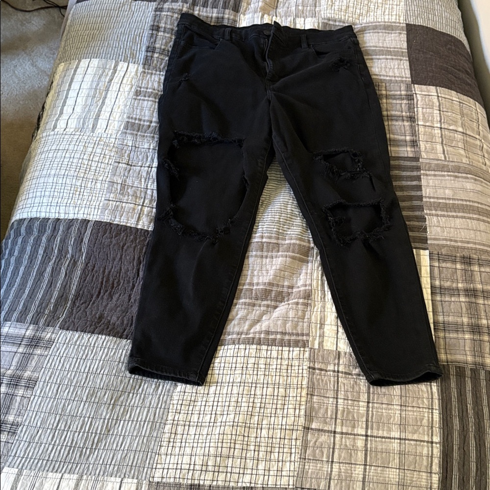 American Eagle Outfitters Black Distressed Jeans